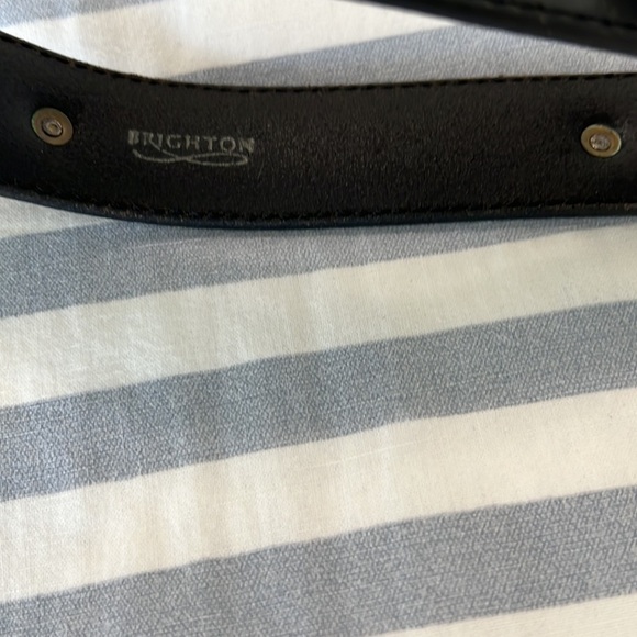 BLACK leather Brighton belt with silver buckle and accents - Picture 4 of 13